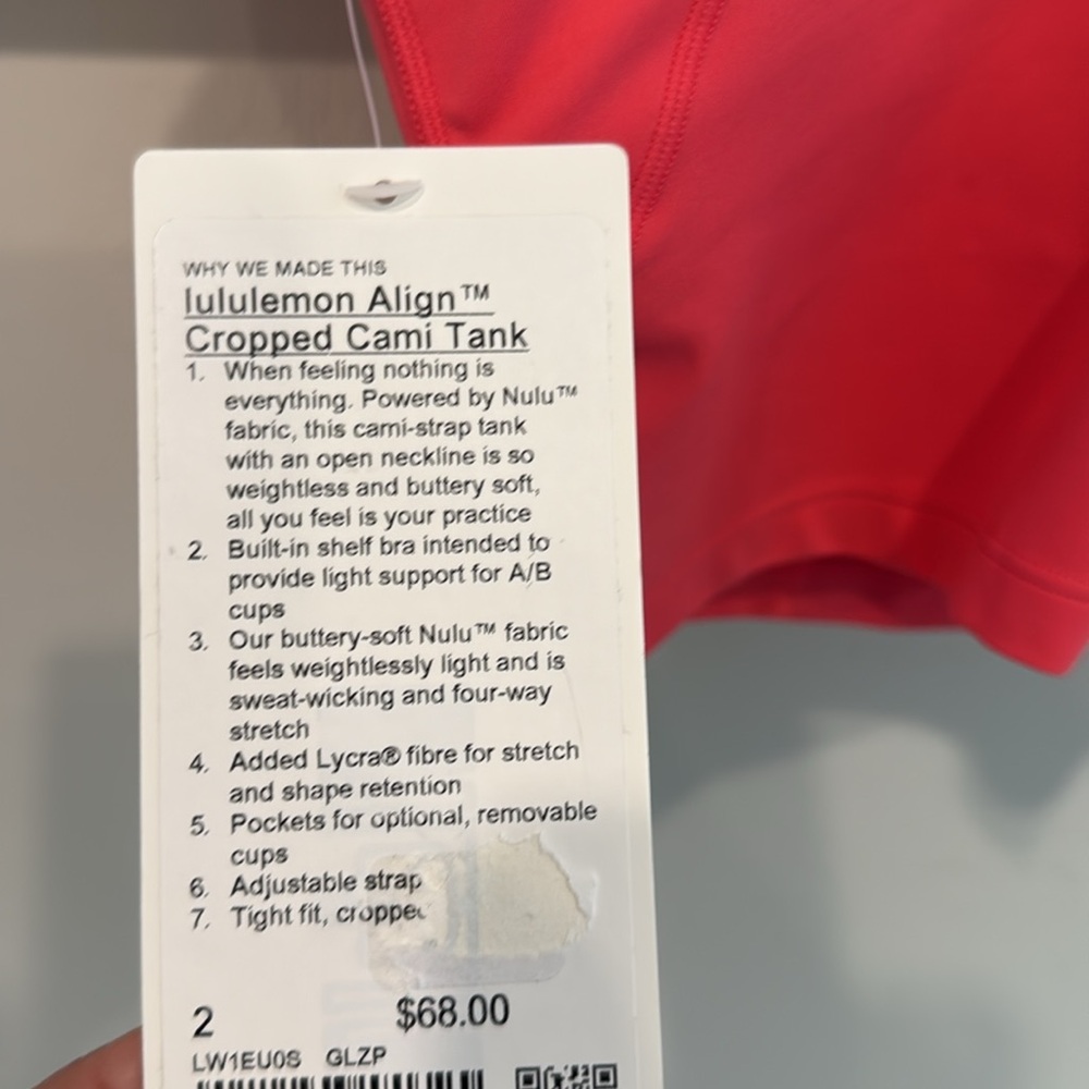 lululemon Align Cropped Cami Tank Top Light Support, A/B cup - Picture 7 of 7